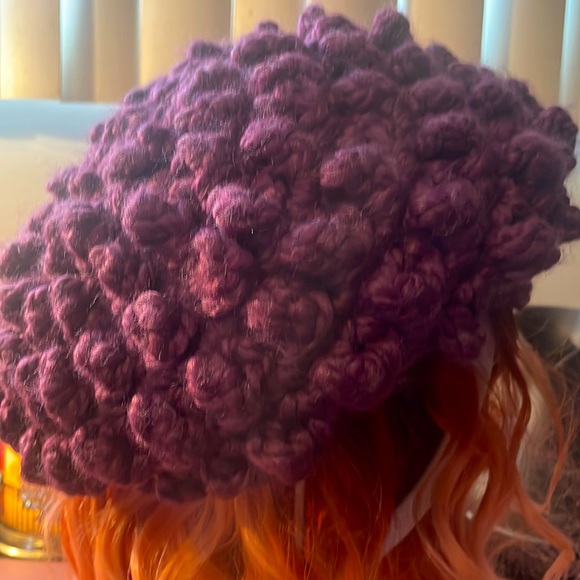 BNWOT deep-purple colored knit cap from Etsy shop Swak Shop. Can be multi-styled - Picture 5 of 9